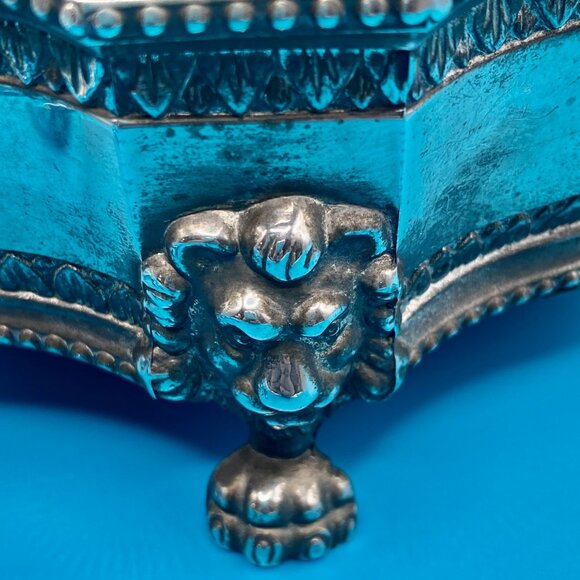 SOLD***Jewelry Box, trinket box, vintage silver-plated Dieu Et Mon Droit - Picture 11 of 14